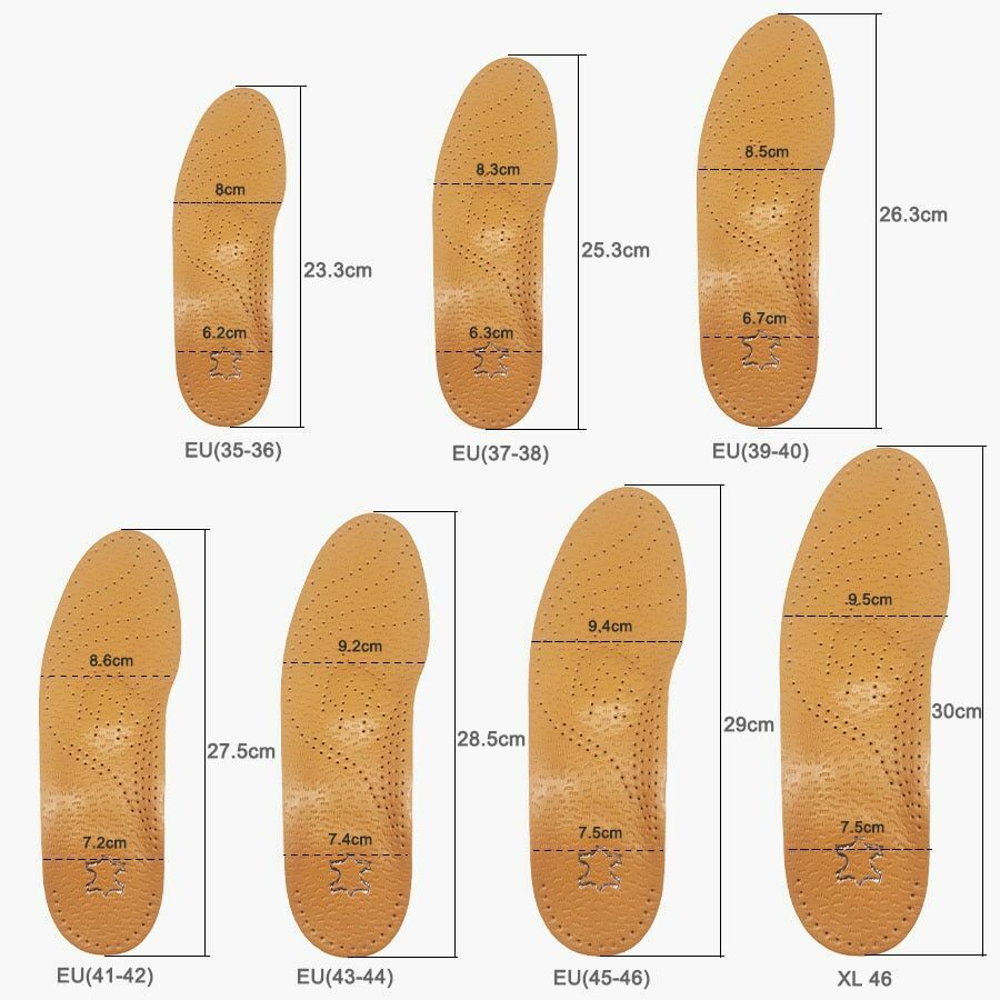 2Pair/Set Premium Leather Orthotic Insole Flat Foot Shoe Insert Arch Support Pad