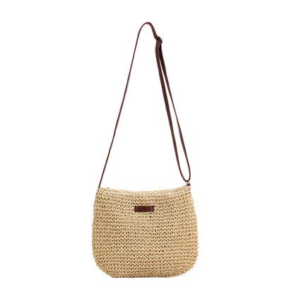 Summer Straw Crossbody Bag Women Beach Holiday Casual Woven Shoulder Handbag
