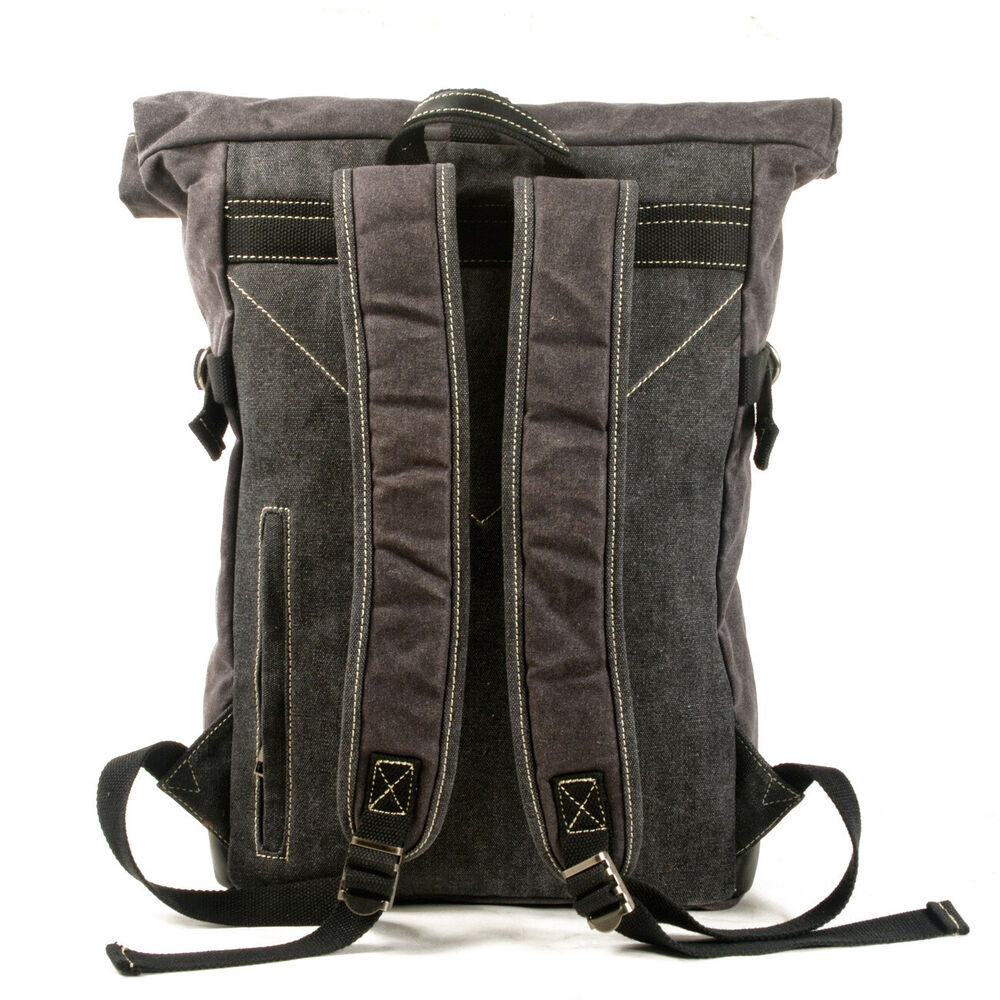 Retro Canvas Backpack Large-capacity Travel Bag Computer Bag Stitching Leather