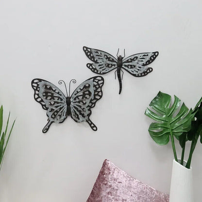 Butterfly Wall Decor Metal 3D Art Indoor Outdoor Garden Sculpture Patio Ornament