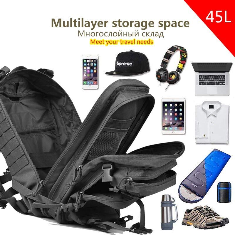50L Capacity Man Military Tactical Backpacks Bug Out Bag Hiking Camping Hunting