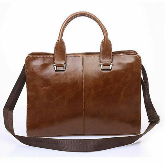 Men's Leather Shoulder Messenger Bags Business Work Bag Laptop Briefcase Handbag