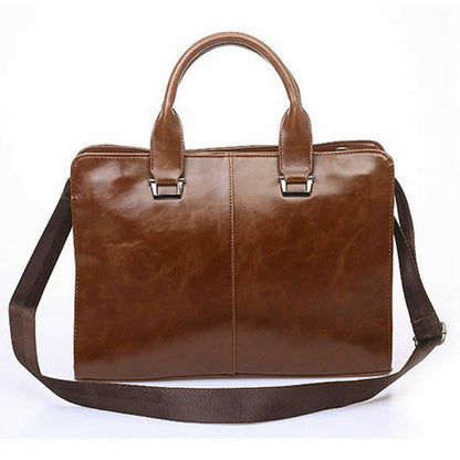 Men's Leather Shoulder Messenger Bags Business Work Bag Laptop Briefcase Handbag