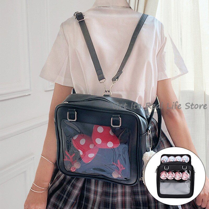 Square Bag Heart Backpack Clear Handbags Transparent Luxury Style Bag Polyester