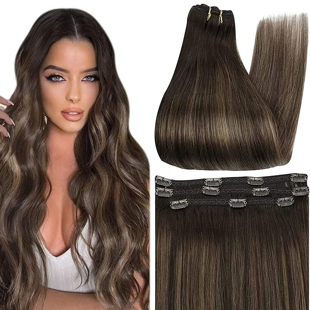 Full Shine 50 Grams 100% Real Clip Remy Human Hair Extensions Full Head Thick