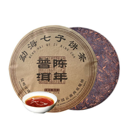 Puer Tea Top Old Shu Puerh Black Tea Collection Ripper 357g Yunnan Qizi Cake-