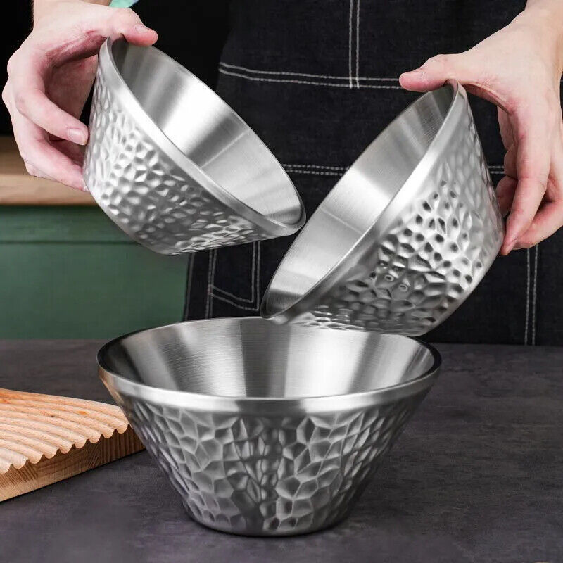 Bowls Stainless Steel Thicken Salad Ramen Noodles Double Layers Table Dinnerware