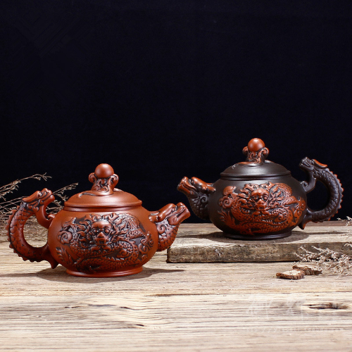 Chinese Yixing Purple Teapot Traditional Dragon Tea Pot Retro Tea Set Kettle