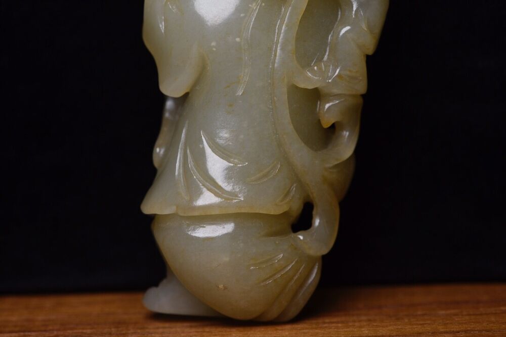 Chinese Natural Hetian Jade Hand Carving Children Statue Exquisite Figurines Art
