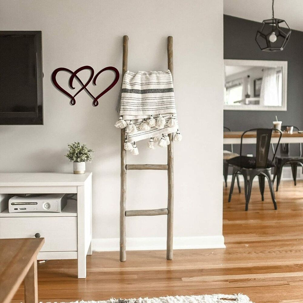 Metal Wall Art - Double Heart Artwork Wall Stickers Shape Decoration Home Decor