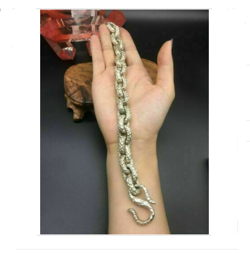 Asian old miao silver hand cast cool statue bracelet jewel gift