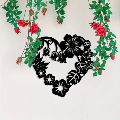 Metal Heart Garland Sign Metal Wall Decor, Black Modern Beautiful Heart