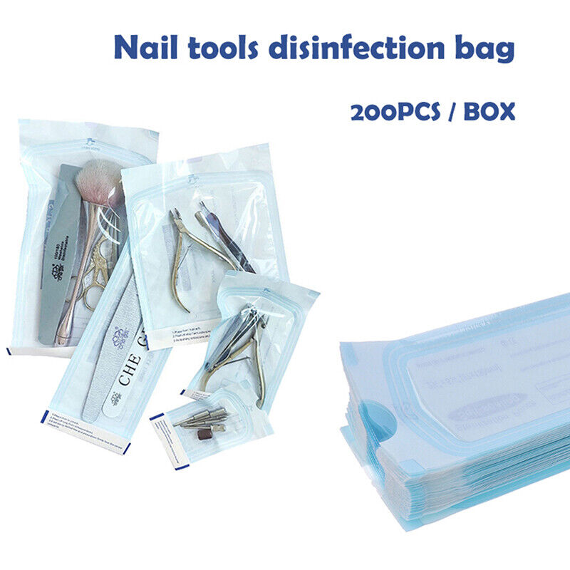 200Pcs Disposable Sterilization Disinfection Bag Set Nail Tool Sterilizer PP Bag