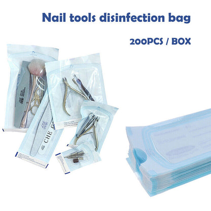200Pcs Disposable Sterilization Disinfection Bag Set Nail Tool Sterilizer PP Bag