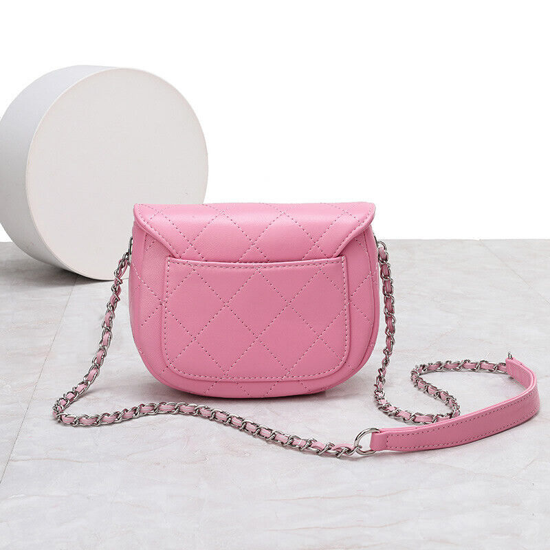 Mini Quilted Sheepskin Leather Saddle Shoulder Bag Flap Purse Handbag Crossbody