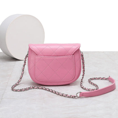 Mini Quilted Sheepskin Leather Saddle Shoulder Bag Flap Purse Handbag Crossbody