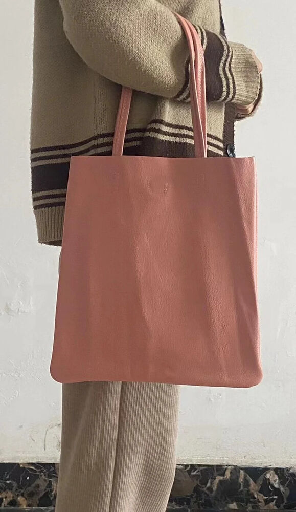 Women Tote Bag Simple Girl Cowhide Handbag Student Shoulder Bag