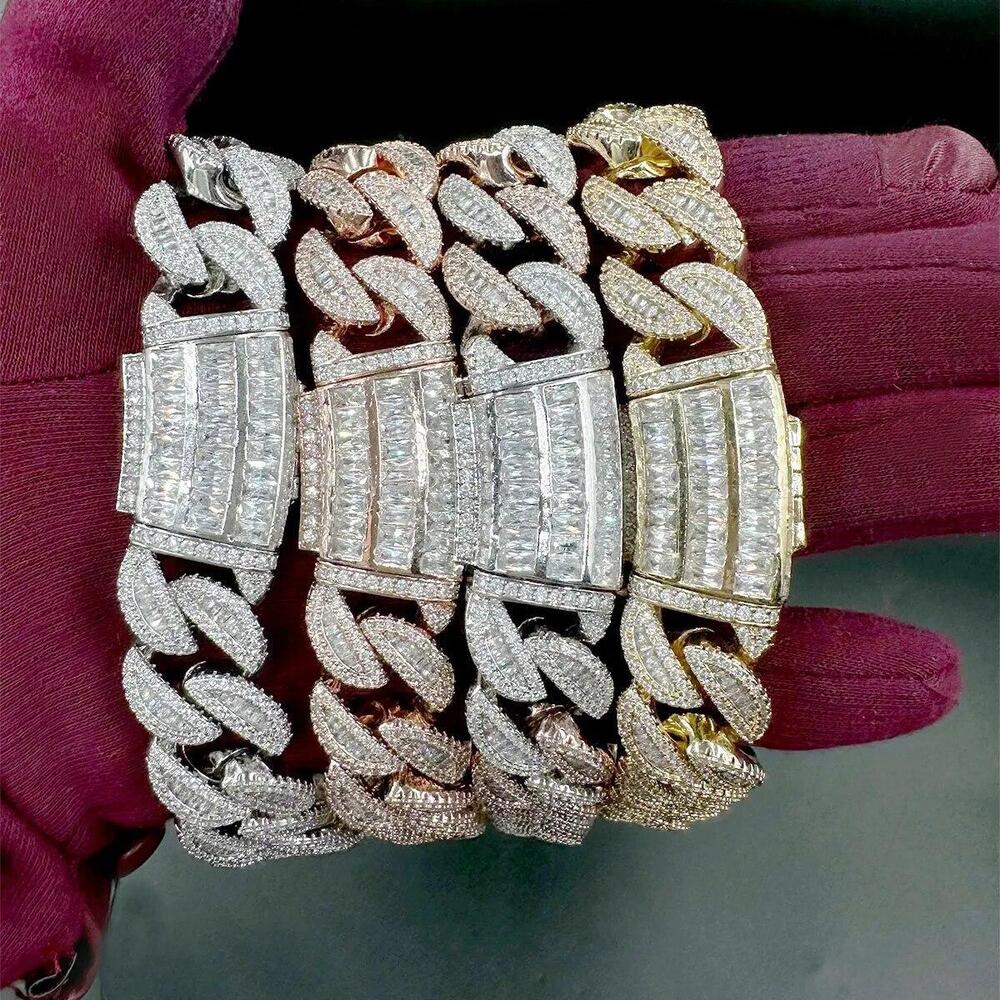 20MM 5AAA+ Real Gold Plated CZ Ice Out Hop Hip Cuban Link Chain Necklace 16-28''