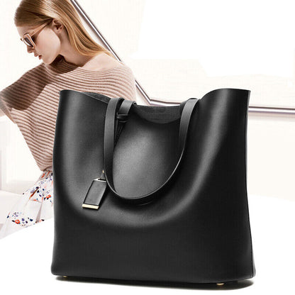 Fashion Women PU Leather Satchel Tote Handbag Large Capacity Travel Shoulder Bag