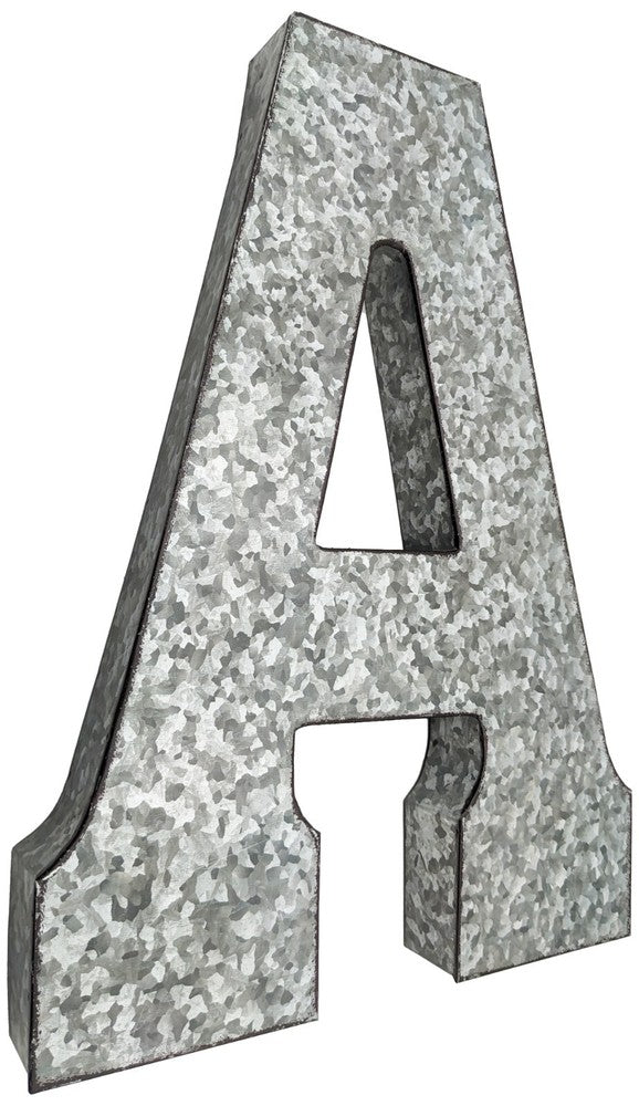 Huge 20" Metal Letter Hanging Wall Décor, Galvanized Metal with Rusted Edges
