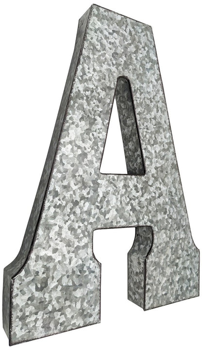 Huge 20" Metal Letter Hanging Wall Décor, Galvanized Metal with Rusted Edges