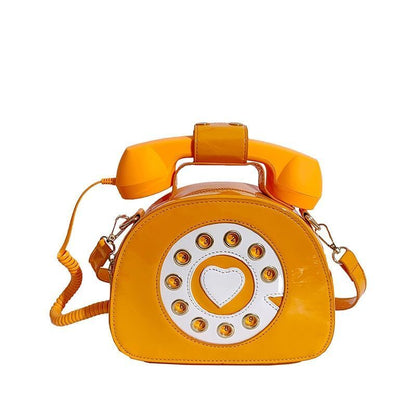 Telephone Shape Purse Handbag Shoulder Crossbody Bag Leather Tote Messenger Bag