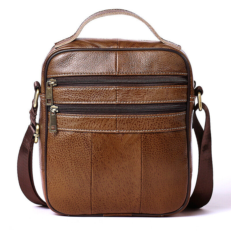 100% Genuine Leather Men's Sling Shoulder Messenger Bags 8" Handbags Crossbody