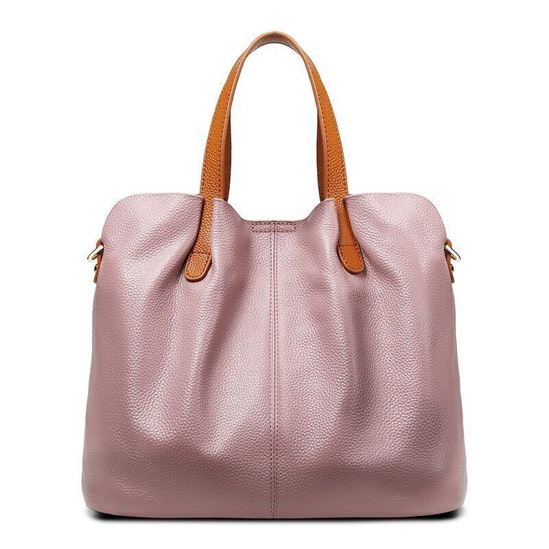 Genuine Leather Women Handbags Blue Cowhide Soft Female Shoulder Bag