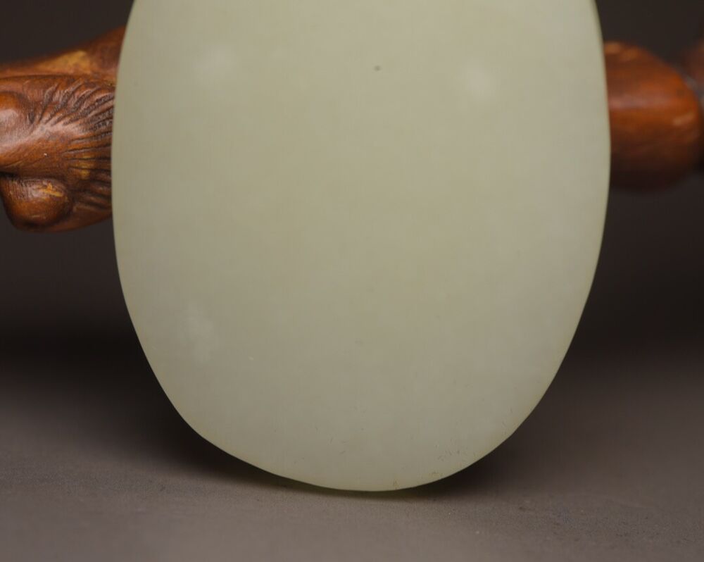 Chinese Natural Hetian Jade Carved Kwan Yin Statue Lucky Pendant Amulets Rare