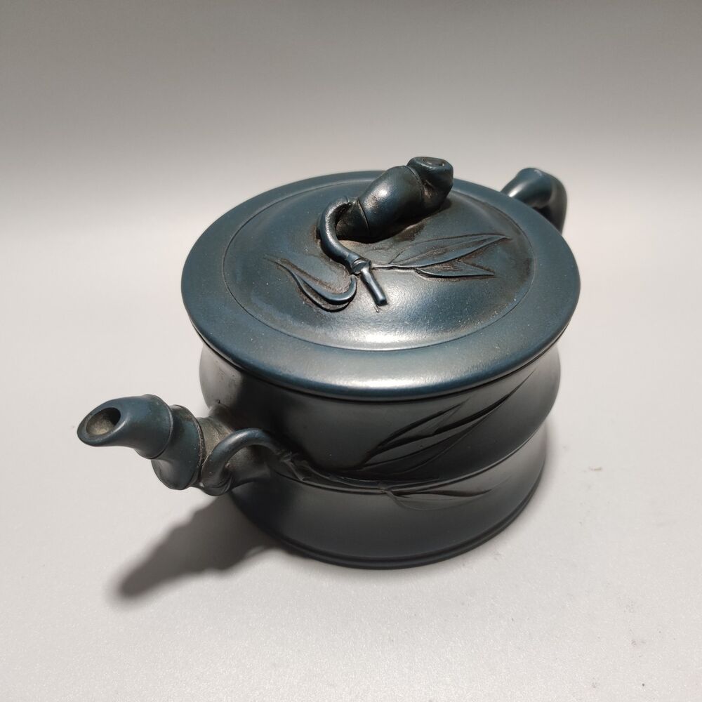 Vintage Chinese Yixing Purple Clay Teapot Zisha Ceremony Ceramic Bamboo Teaware