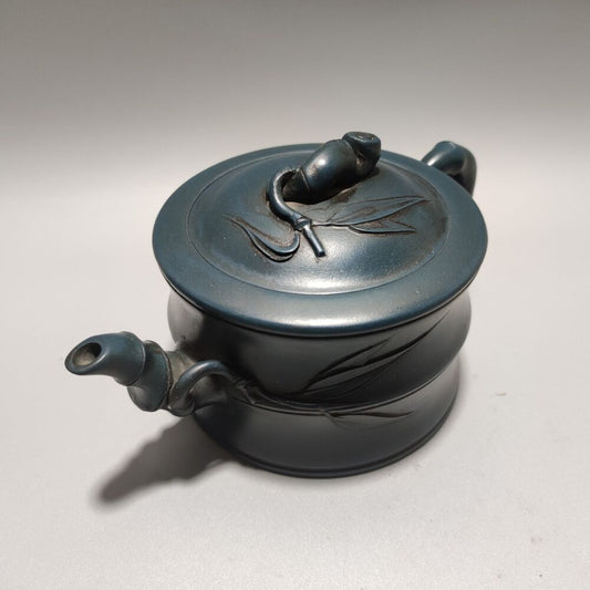 Vintage Chinese Yixing Purple Clay Teapot Zisha Ceremony Ceramic Bamboo Teaware