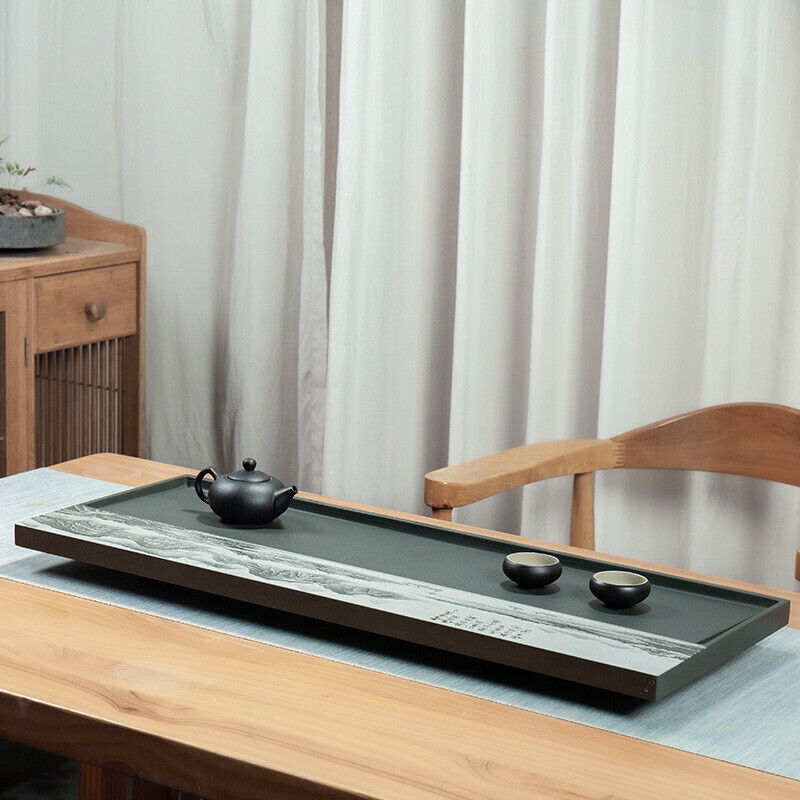 Landscape Tea Tray Green Stone Tea Table Sea of tea Embossed Drain Tea Tray
