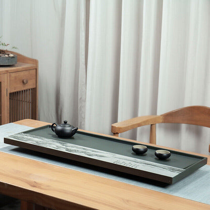 Landscape Tea Tray Green Stone Tea Table Sea of tea Embossed Drain Tea Tray