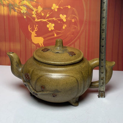 Vintage Chinese Yixing Purple Clay Teapot Zisha Ceremony Plum Flower Teaware Art