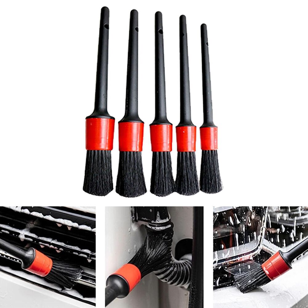 5Pcs Car Detail Brush Wash Auto Detailing Cleaning Kit Engine Wheel Brushes Set