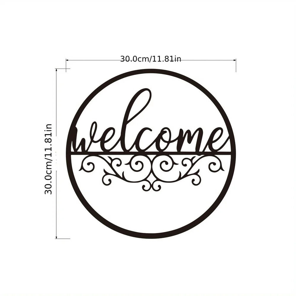 Metal Welcome Sign For Front Door,Black Wall Decor,Indoor Outdoor Home Decor