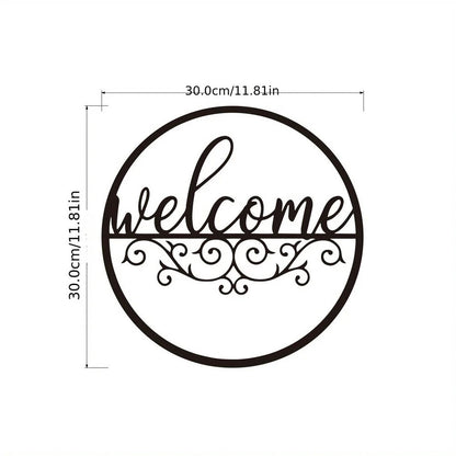 Metal Welcome Sign For Front Door,Black Wall Decor,Indoor Outdoor Home Decor