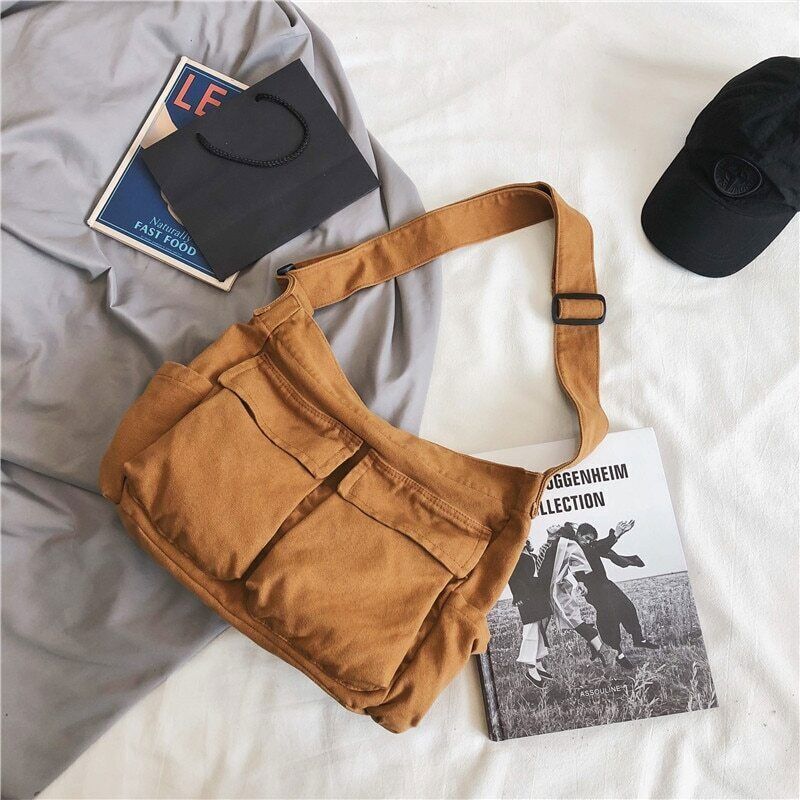Canvas Shoulder Bags Solid Soft DenimTravel Bag Women Package