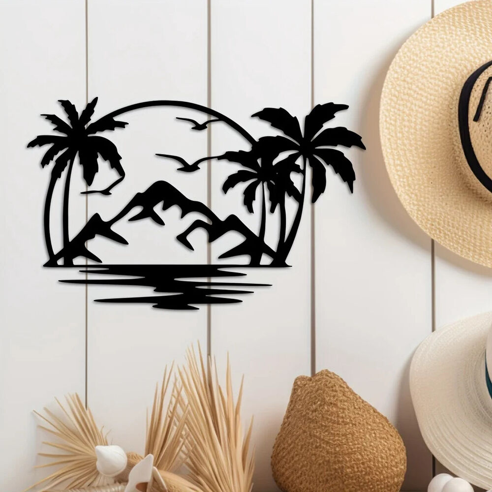 Tropical Palm Tree Wall Plaque - Decorative Metal Art