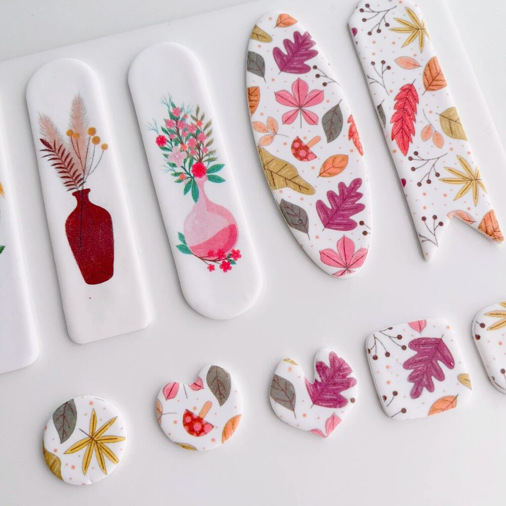 Polymer Image Transfer Paper Plants Flowers Leaf Decals DIY Jewelry Craft Tools