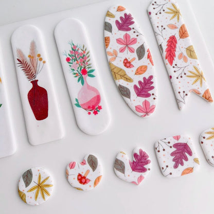 Polymer Image Transfer Paper Plants Flowers Leaf Decals DIY Jewelry Craft Tools