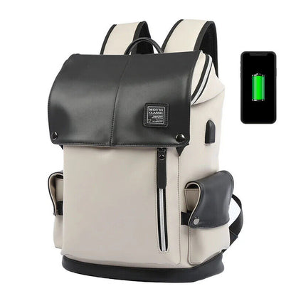Man Backpack PU USB Laptop School Bag Travel Multi-color backpack Bag