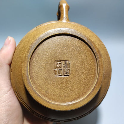 Vintage Chinese Yixing Purple Clay Teapot Zisha Ceremony Bamboo Fine Teaware Art