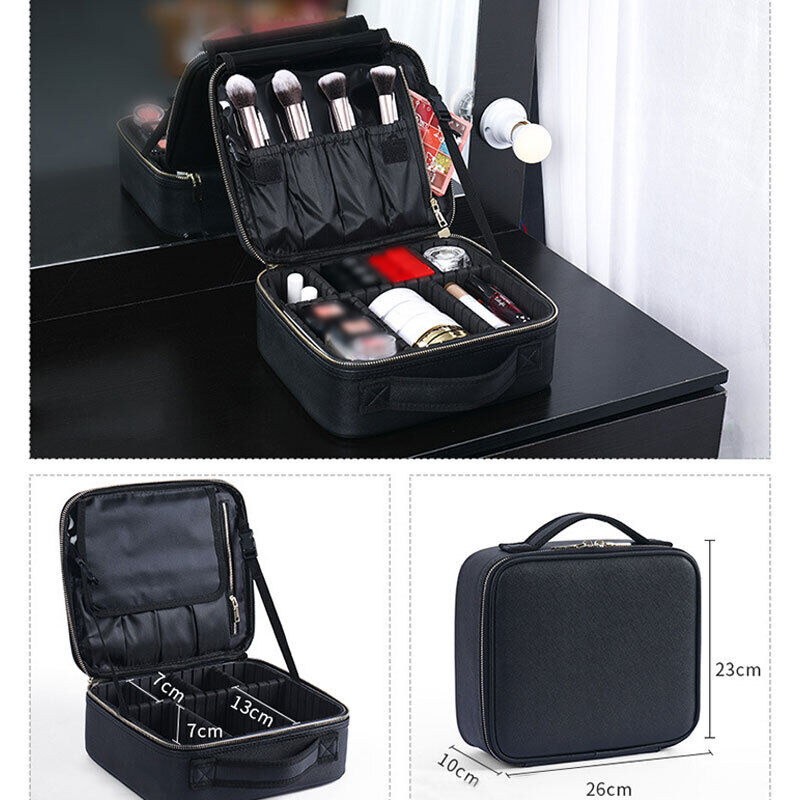 Professional Portable PU Makeup Case Travel Manicure 2 Layers Cosmetics Bags