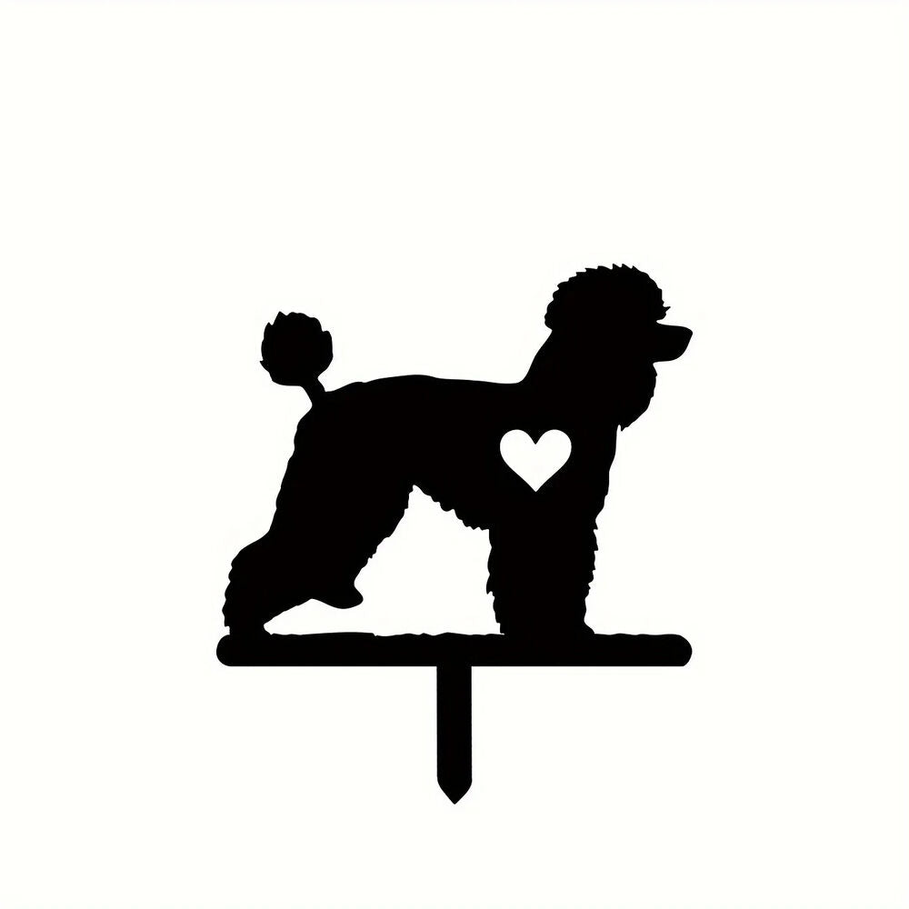 Clever Dog Garden Stake Iron Art Silhouette Metal Yard Sign Courtyard Art Garden