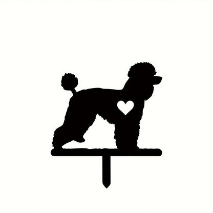 Clever Dog Garden Stake Iron Art Silhouette Metal Yard Sign Courtyard Art Garden