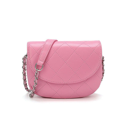Mini Quilted Sheepskin Leather Saddle Shoulder Bag Flap Purse Handbag Crossbody