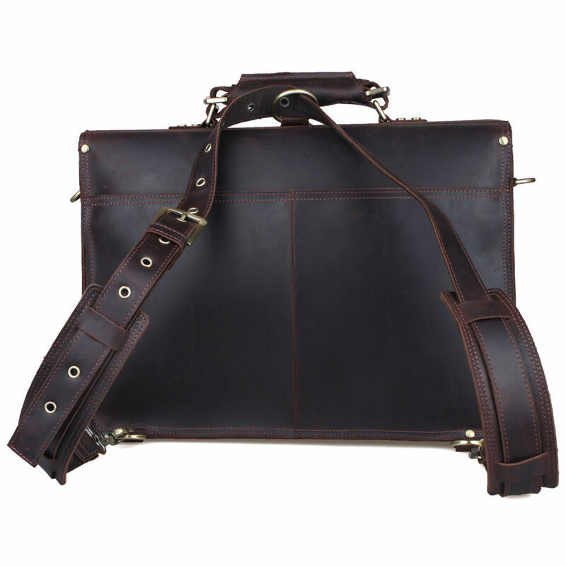 Men Leather Large Backpack Hiking 16" Laptop Messenger Bag Heavy Duty Briefcases