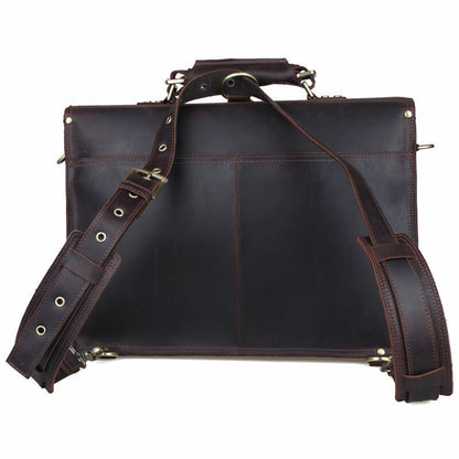 Men Leather Large Backpack Hiking 16" Laptop Messenger Bag Heavy Duty Briefcases