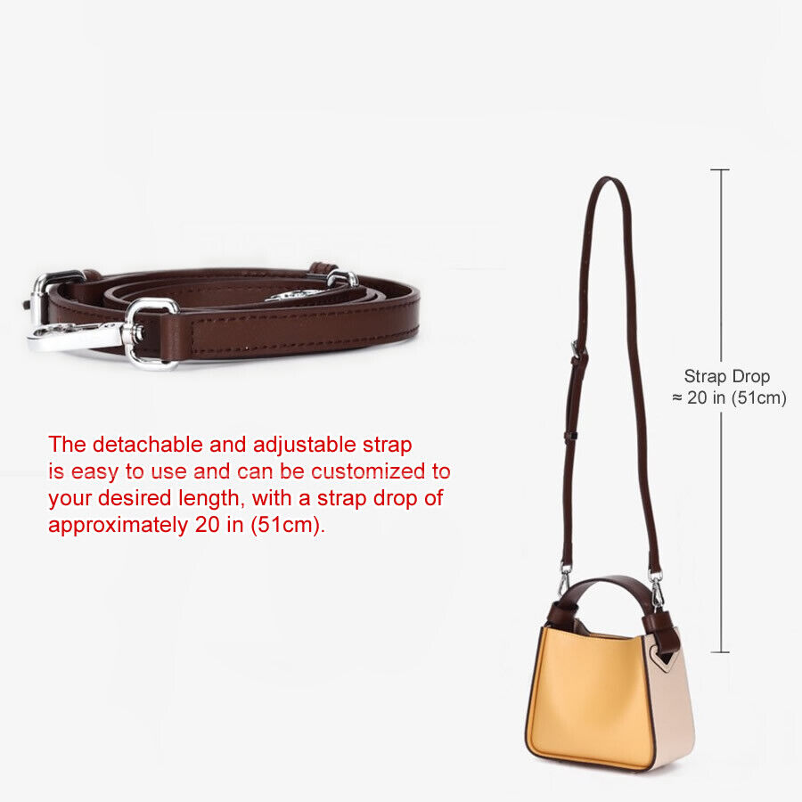 Small Colorblock Leather Bucket Bag Tote Crossbody Shoulder Purse-Fashion Clutch